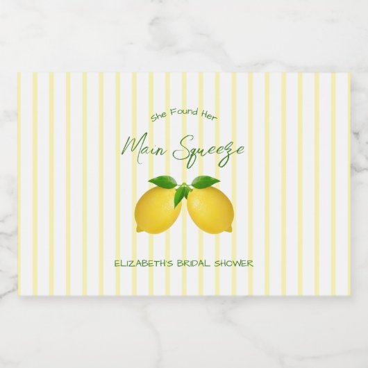 Vrijgezellenfeest van de Lemon Main Squeeze Likeurfles Etiket (Enkel label)