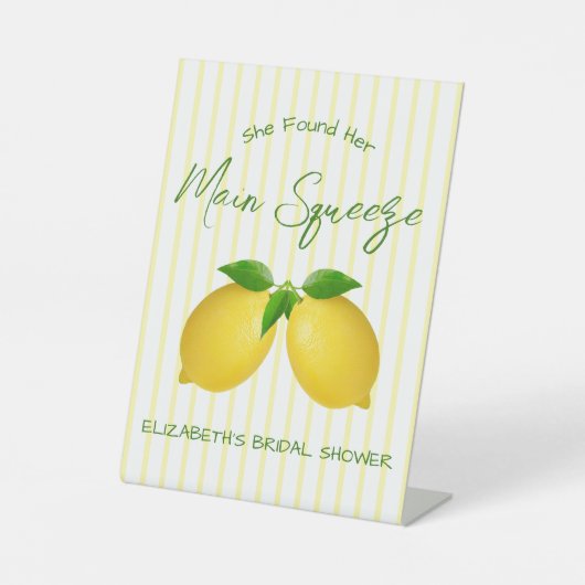 Vrijgezellenfeest van de Lemon Main Squeeze Reclamebord Met Voetstuk (Voorkant)
