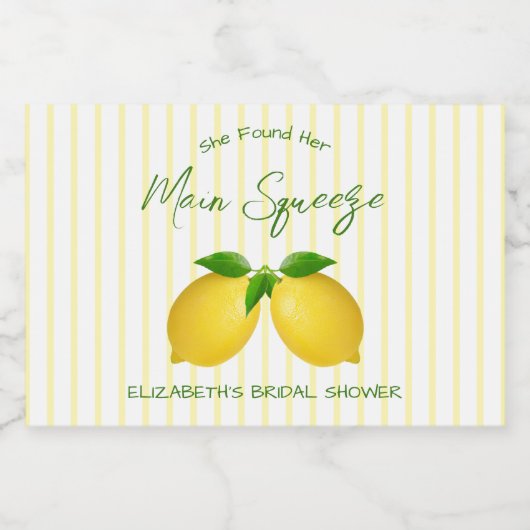 Vrijgezellenfeest van de Lemon Main Squeeze Sparkling Wijnetiket (Enkel label)