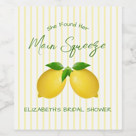 Vrijgezellenfeest van de Lemon Main Squeeze Wijn Etiket (Enkel label)