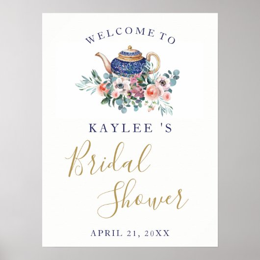 Vrijgezellenfeest van de lente florale teapot poster (Voorkant)