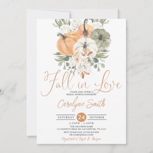 Vrijgezellenfeest van de liefdespompoenherfst kaart (Voorkant)