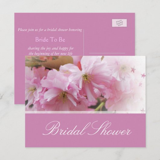 Vrijgezellenfeest van de liefst zachte roze kersen uitnodiging briefkaart (Voorkant / Achterkant)