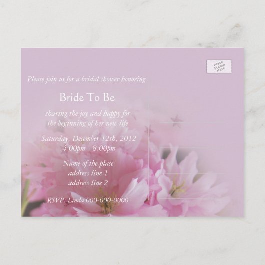 Vrijgezellenfeest van de liefst zachte roze kersen uitnodiging briefkaart (Achterkant)