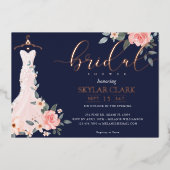 Vrijgezellenfeest van de marine van Floral Wedding Folie Uitnodiging (Voorkant)