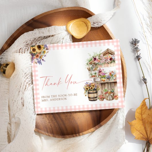 Vrijgezellenfeest van de markt voor verse landbouw bedankkaart