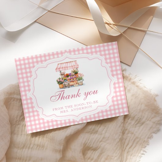 Vrijgezellenfeest van de markt voor verse landbouw bedankkaart