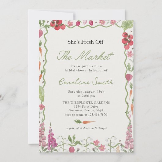 Vrijgezellenfeest van de markt voor verse landbouw kaart (Voorkant)