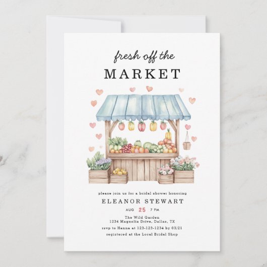 Vrijgezellenfeest van de markt voor verse landbouw kaart (Voorkant)