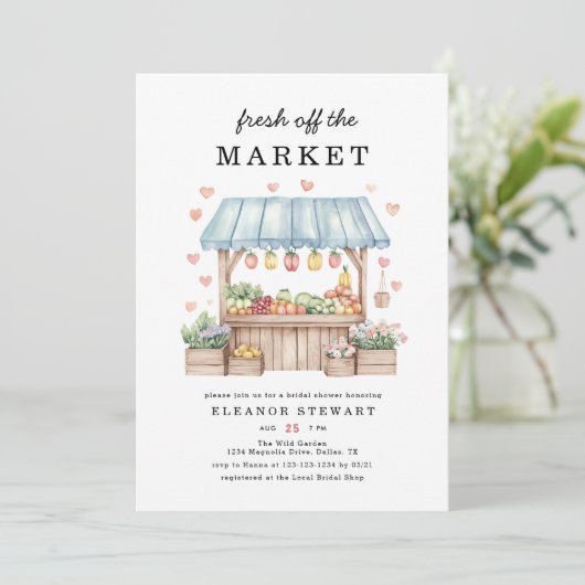 Vrijgezellenfeest van de markt voor verse landbouw kaart (Staand voorkant)