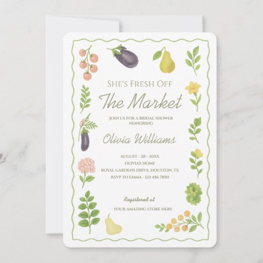 Vrijgezellenfeest van de markt voor verse landbouw kaart (Voorkant)