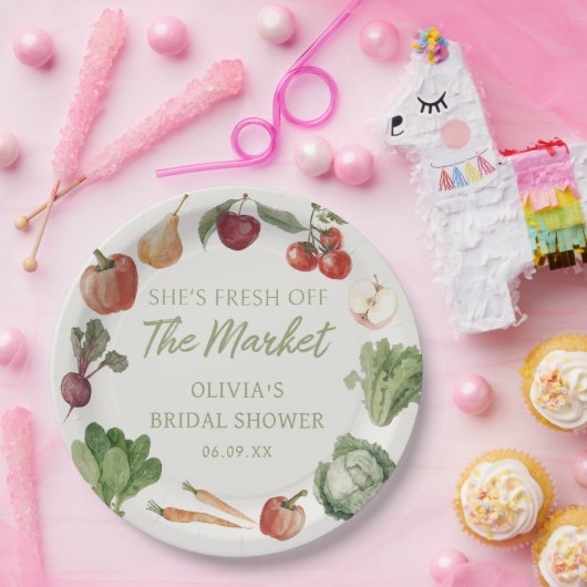 Vrijgezellenfeest van de markt voor verse landbouw papieren bordje (Feest)