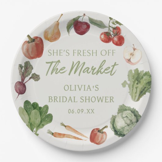 Vrijgezellenfeest van de markt voor verse landbouw papieren bordje (Voorkant)