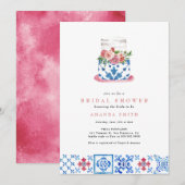 Vrijgezellenfeest van de mediterrane Tile Pink Flo Kaart (Voorkant / Achterkant)