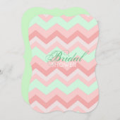 vrijgezellenfeest van de moderne Coral Mint Chevro Kaart (Voorkant / Achterkant)