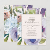 Vrijgezellenfeest van de Paarse Pink Blue Floral C Kaart (Voorkant / Achterkant)