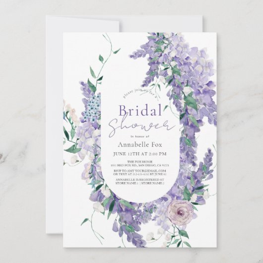 Vrijgezellenfeest van de Paarse Waterverf Wisteria Kaart (Voorkant)