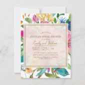 Vrijgezellenfeest van de Pink Yellow Floral Script Kaart (Voorkant)