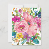 Vrijgezellenfeest van de Pink Yellow Floral Script Kaart (Achterkant)