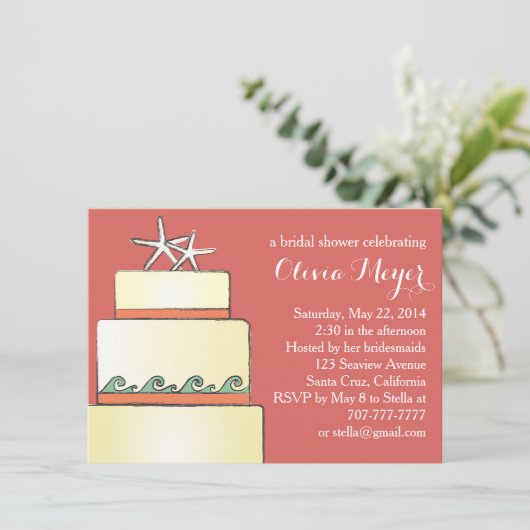 Vrijgezellenfeest van de Starfish Wedding Cake nod Kaart (Staand voorkant)