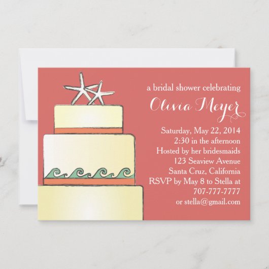 Vrijgezellenfeest van de Starfish Wedding Cake nod Kaart (Voorkant)