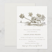 Vrijgezellenfeest van de tropische palmboomschets kaart (Voorkant / Achterkant)