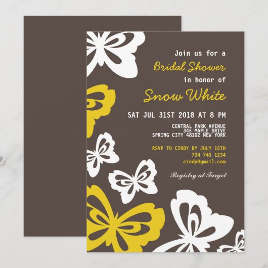 Vrijgezellenfeest van de vlinder en uitnodiging to (Voorkant / Achterkant)