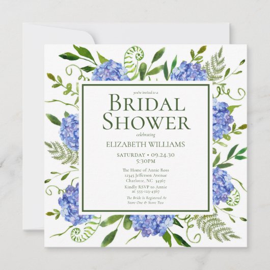 Vrijgezellenfeest van de Waterverf "Blue Hydrangea Kaart (Voorkant)