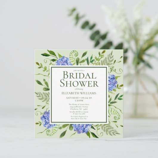 Vrijgezellenfeest van de Waterverf "Blue Hydrangea Kaart (Staand voorkant)