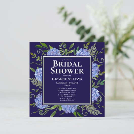 Vrijgezellenfeest van de Waterverf "Blue Hydrangea Kaart (Staand voorkant)