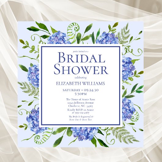 Vrijgezellenfeest van de Waterverf "Blue Hydrangea Kaart