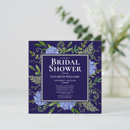 Vrijgezellenfeest van de Waterverf "Blue Hydrangea Kaart (Staand voorkant)