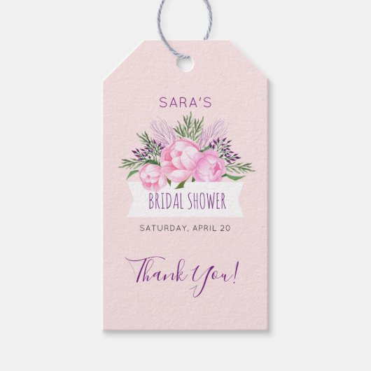 Vrijgezellenfeest van de Waterverf van roze pony's Cadeaulabel (Voorkant)