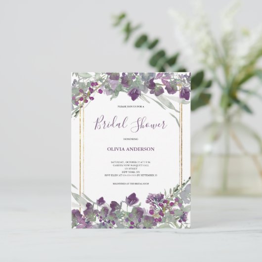 Vrijgezellenfeest van de Waterverf van wilde bloem Uitnodiging Briefkaart (Staand voorkant)