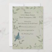 Vrijgezellenfeest van een mooie blauwe vogel kaart (Achterkant)