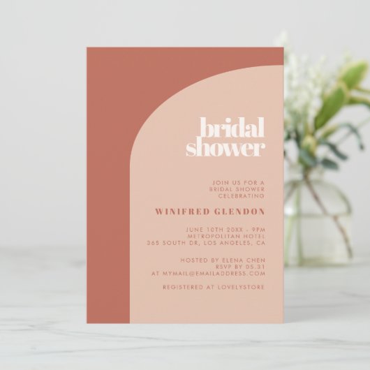 Vrijgezellenfeest van eenvoudige ijsperzikterracot kaart (Staand voorkant)