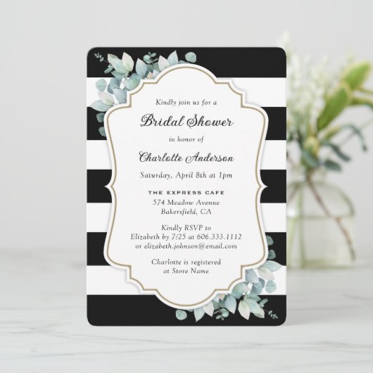 Vrijgezellenfeest van Elegant Black en White Green Kaart (Staand voorkant)