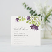 VRIJGEZELLENFEEST VAN ELEGANT BLAUW WATERVERF FLOR KAART (Staand voorkant)