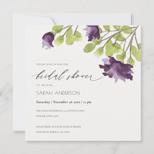 VRIJGEZELLENFEEST VAN ELEGANT BLAUW WATERVERF FLOR KAART (Voorkant)