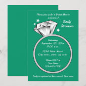 Vrijgezellenfeest van Emerald green Diamond Kaart (Voorkant / Achterkant)