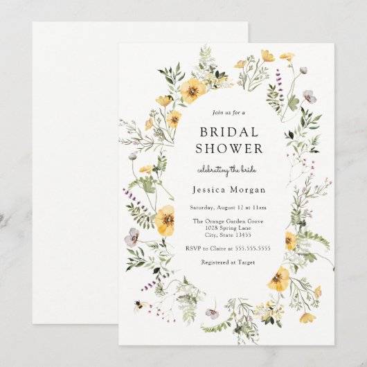 Vrijgezellenfeest van fijne geelbloem kaart (Voorkant / Achterkant)