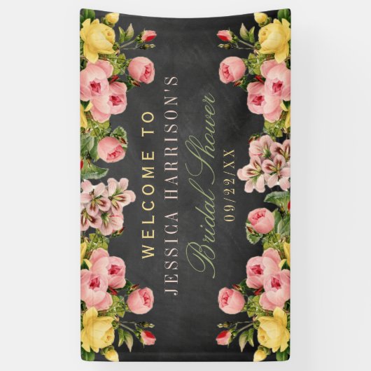  Vrijgezellenfeest van Floral-Chalkboard Spandoek (Verticaal)