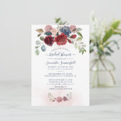 Vrijgezellenfeest van Floral Dusty Blue Greenery Kaart (Staand voorkant)
