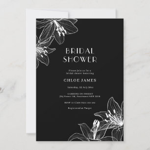 Vrijgezellenfeest van Floral-Lilies, zwart en wit Kaart