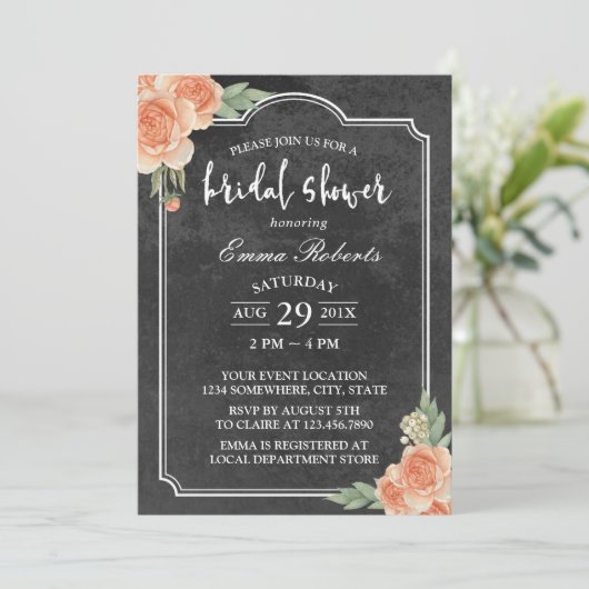  Vrijgezellenfeest van Floral Rustic Chalkboard Kaart (Staand voorkant)