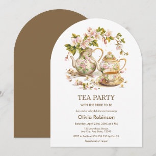 Vrijgezellenfeest van Floral Teapot Tea Party Kaart
