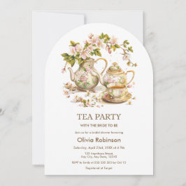 Vrijgezellenfeest van Floral Teapot Tea Party Kaart