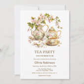 Vrijgezellenfeest van Floral Teapot Tea Party Kaart (Voorkant)