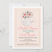 Vrijgezellenfeest van Floral Teapot Tea Party Kaart (Voorkant)