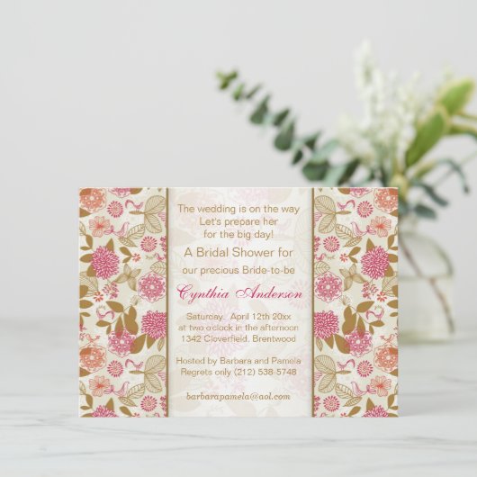 Vrijgezellenfeest van Floral, vogels en vlinders Kaart (Staand voorkant)